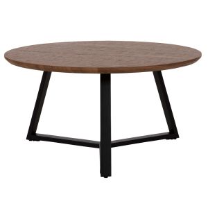 Coffee table Hm9586,04 Mdf top walnut color and metal base D80x42hcm