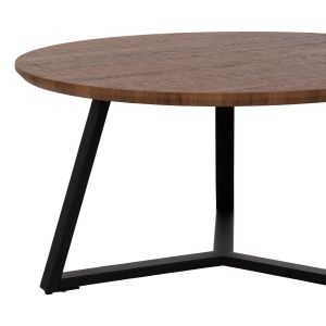 Coffee table Hm9586,04 Mdf top walnut color and metal base D80x42hcm