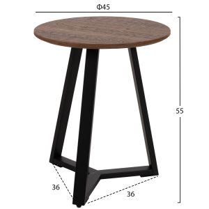 Coffee table Hm9587,04 Mdf with walnut top and metal base D45x55hcm