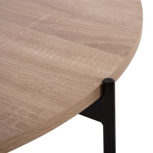 Coffee table Hm9588,03 Mdf top sonoma color with black metal base D80x45hcm