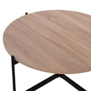 Coffee table Hm9588,03 Mdf top sonoma color with black metal base D80x45hcm