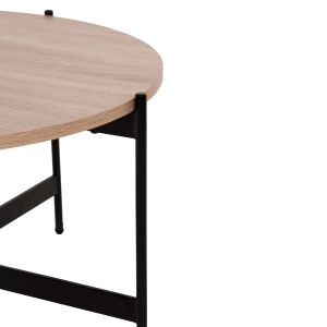 Coffee table Hm9588,03 Mdf top sonoma color with black metal base D80x45hcm