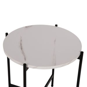 Coffee table Hm9589.05 Mdf white top with marble effect with metal base D50x55hcm