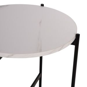 Coffee table Hm9589.05 Mdf white top with marble effect with metal base D50x55hcm