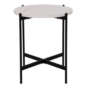Coffee table Hm9589.05 Mdf white top with marble effect with metal base D50x55hcm