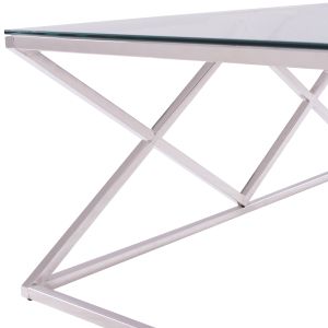 Coffee table Holland Hm8624.01 with glass top and chrome base