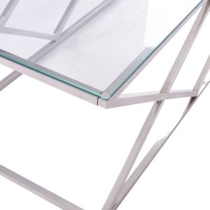 Coffee table Holland Hm8624.01 with glass top and chrome base
