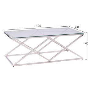 Coffee table Holland Hm8624.01 with glass top and chrome base