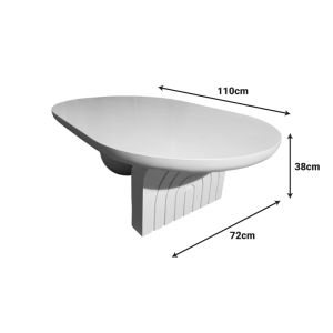Coffee table Kane made of solid acacia wood in white color 110x72x38cm