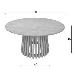 Coffee table Kenda solid pine wood in natural shade D80x45cm