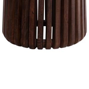 Coffee table Krest Hm9711 made of solid acacia in light brown color with a white travertine top D50x50hcm