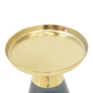 Coffee table Kunlo gold chrome-black glass D50x53.5cm