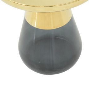 Coffee table Kunlo gold chrome-black glass D50x53.5cm