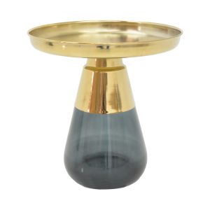 Coffee table Kunlo set of 2 pieces gold chrome-black glass