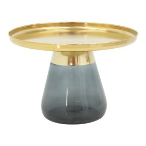 Coffee table Kunlo set of 2 pieces gold chrome-black glass