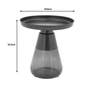 Coffee table Kunlo black metal-black glass D50x53.5cm