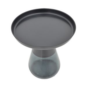 Coffee table Kunlo black metal-black glass D50x53.5cm