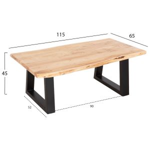 Coffee table Lizard Montana top thickness 4cm top tropical acacia wood solid natural t 115x63x40hcm Hm8166