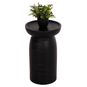 Coffee table Loki Hm9899.12 solid Suar wood in black color Φ30x50hcm.