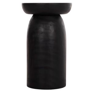 Coffee table Loki Hm9899.12 solid Suar wood in black color Φ30x50hcm.
