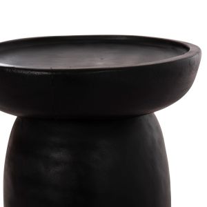 Coffee table Loki Hm9899.12 solid Suar wood in black color Φ30x50hcm.