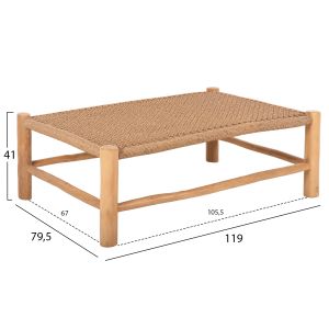 Coffee table Londer Hm5985 made of teak wood and synthetic rattan 119x79.5x41hm,