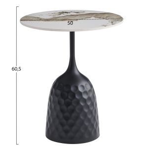 Coffee table Longstem Hm18317.02 black metal base - sintered stone top in Pandora color φ50