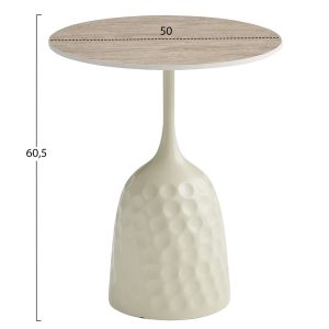 Coffee table Longstem Hm18317.04 metal base in champagne color - ceramic travertine top φ50