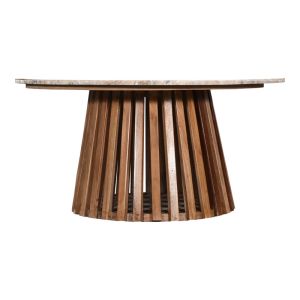 Coffee table Mable solid acacia wood natural color and marble top D100x45cm