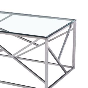 Coffee table Mabs with silver frame and 8mm glass 120x60x40cm