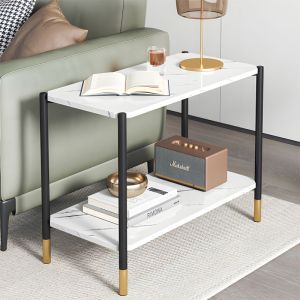 Coffee table Mara top Mdf color white marble/black 80x40x55cm