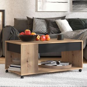 Coffee table Mayenne artisan oak-matt black 101x55x45cm