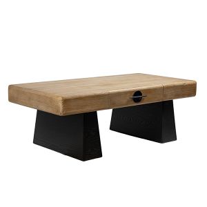 Coffee table Mdf - metallic black - natural color 120x60x42cm