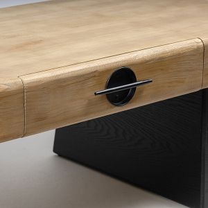 Coffee table Mdf - metallic black - natural color 120x60x42cm