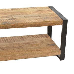 Coffee table Miles Industrial solid mango wood Walnut-black 100x45x45.5cm