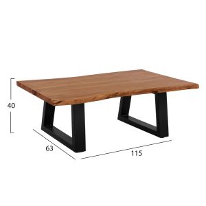Coffee table Montana Lizard acacia solid wood with top 4cm 115x63x40cm Hm8166,11