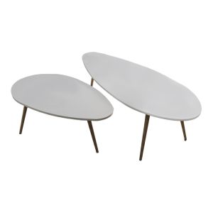 Coffee table Monty made of melamine, white/natural color 116x46x6cm