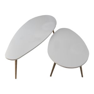 Coffee table Monty made of melamine, white/natural color 116x46x6cm