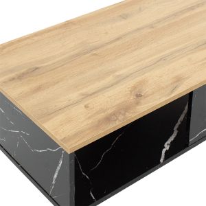 Coffee table Moses sonoma/black with marble effect 90x54x37.5cm