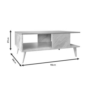 Coffee table Moses sonoma/black with marble effect 90x54x37.5cm
