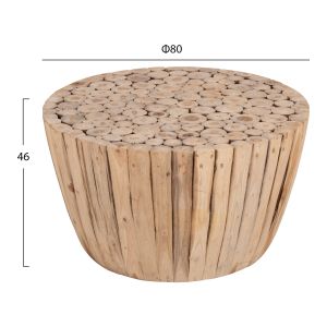 Coffee table Naturally Hm9804 made of solid teak wood in natural color D80x46hcm