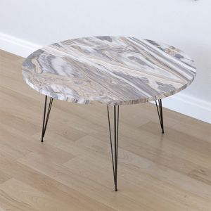 Nidra coffee table with white marble effect top D90x40cm