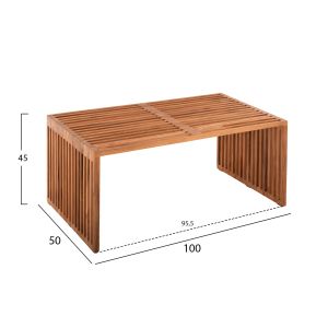 Coffee table Niya Hm9568 made of solid teak wood in natural color 100x50x45hcm