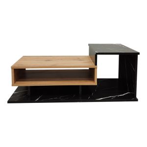 Coffee table Nuvele in black marble-sonoma shade 90x50x35cm