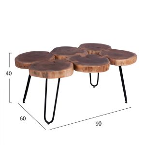 Coffee table Oslo Hm8205,11 with solid acacia top 90x60x40