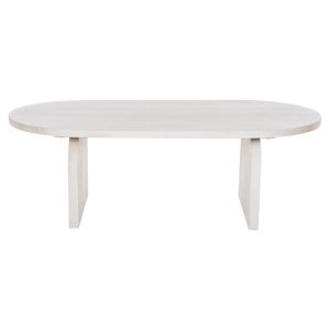 Coffee table Oval Honky Santorini Wood Hm9691 made of solid mango wood in white color 120x60x40hcm