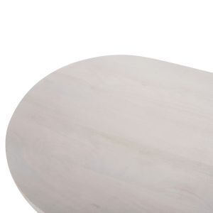 Coffee table Oval Honky Santorini Wood Hm9691 made of solid mango wood in white color 120x60x40hcm
