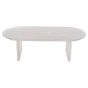 Coffee table Oval Honky Santorini Wood Hm9710 made of solid mango wood in white color 130x60x35hcm