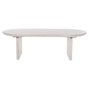 Coffee table Oval Honky Santorini Wood Hm9710 made of solid mango wood in white color 130x60x35hcm