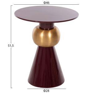 Coffee table Patna Hm4234.06 metal enamel lacquer gold/brownish red D46x51.5hcm